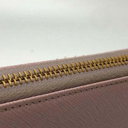 PRADA Long Wallet Purse 1ML506 saffiano leather pink logo Zippy wallet Women Used Authentic