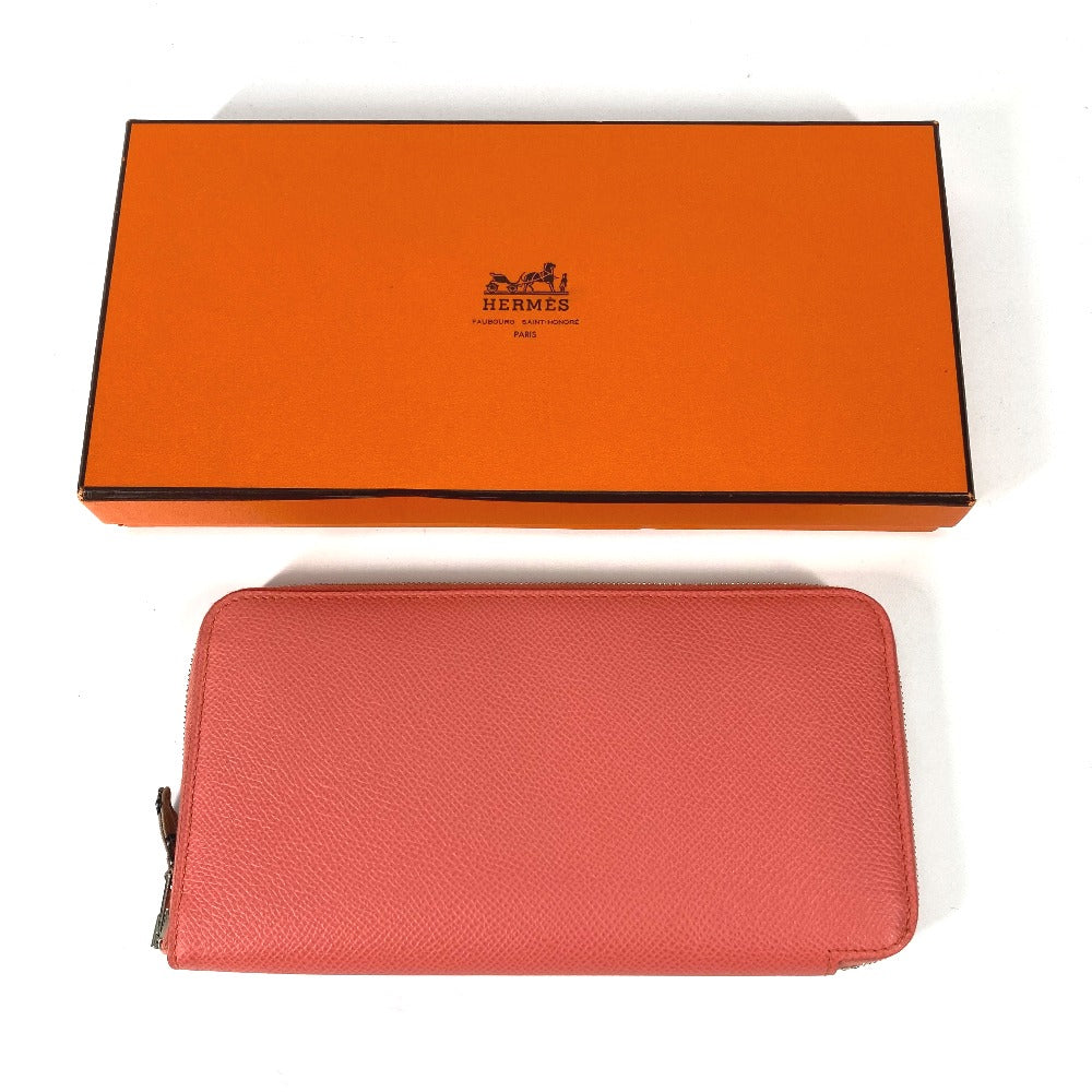 HERMES Long Wallet Purse Epsom Pink type Azap Long Silk in Women Used Authentic