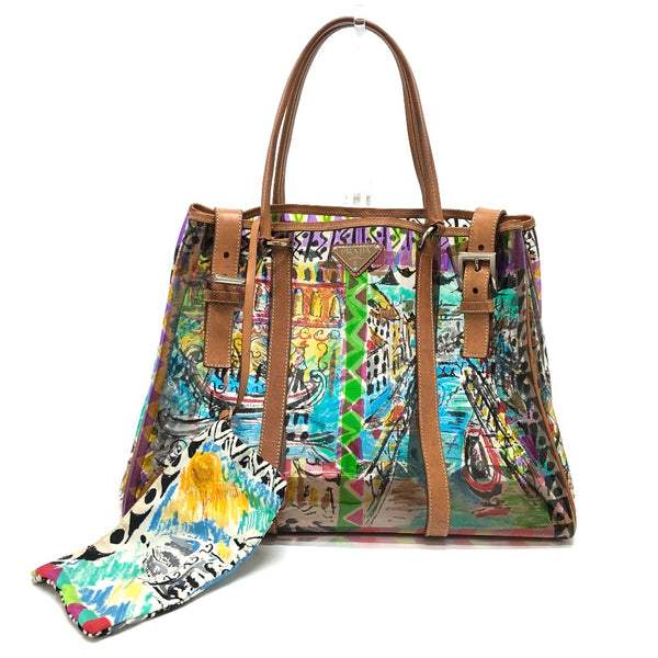 PRADA Tote Bag Venetian print Plastics/Leather BR2515 multicolor Women Used Authentic