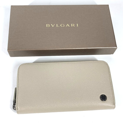 BVLGARI Long Wallet Purse leather Ivorytype Long wallet Bvlgari Bvlgari logo Women Used Authentic