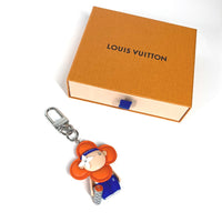 LOUIS VUITTON key ring M01198 Metal / leather Orange Bag charm Vivienne Jim Women Used Authentic