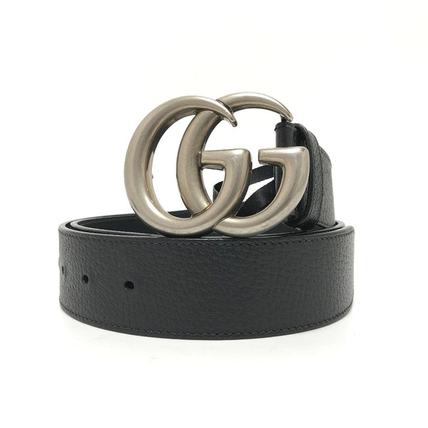 GUCCI belt Leather belt (double G buckle) leather 406831 black mens Used Authentic