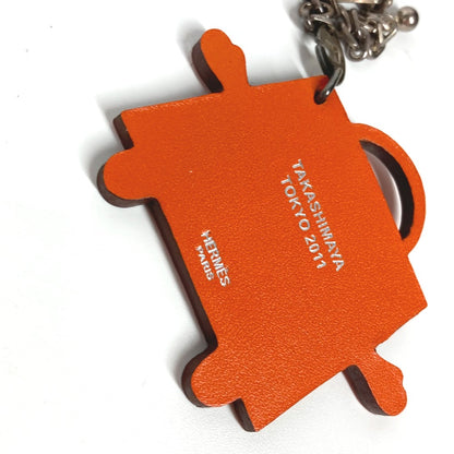 HERMES key ring Leather, Votadelakt Orange 2011 Takashimaya Tokyo Japan Kelly doll