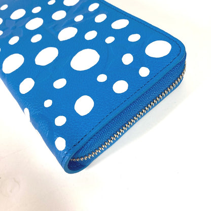 LOUIS VUITTON Long Wallet Purse M81954 Monogram Ann Platt Leather blue LVxYK Yayoi Kusama collaboration zippy wallet infinity dot mens Used Authentic