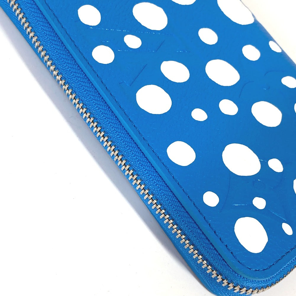 LOUIS VUITTON Long Wallet Purse M81954 Monogram Ann Platt Leather blue LVxYK Yayoi Kusama collaboration zippy wallet infinity dot mens Used Authentic