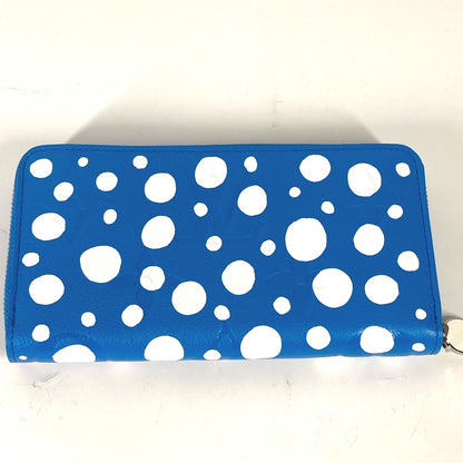 LOUIS VUITTON Long Wallet Purse M81954 Monogram Ann Platt Leather blue LVxYK Yayoi Kusama collaboration zippy wallet infinity dot mens Used Authentic