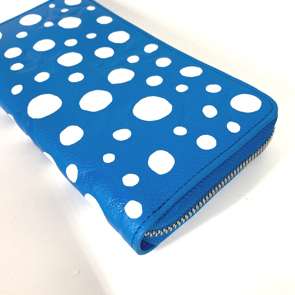 LOUIS VUITTON Long Wallet Purse M81954 Monogram Ann Platt Leather blue LVxYK Yayoi Kusama collaboration zippy wallet infinity dot mens Used Authentic