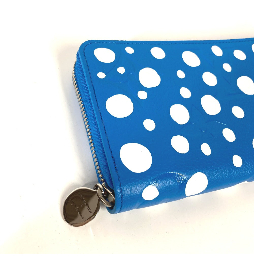 LOUIS VUITTON Long Wallet Purse M81954 Monogram Ann Platt Leather blue LVxYK Yayoi Kusama collaboration zippy wallet infinity dot mens Used Authentic