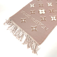 LOUIS VUITTON Scarf M78237 Wool rayon pink Muffler LV Essential Shine Women Used Authentic