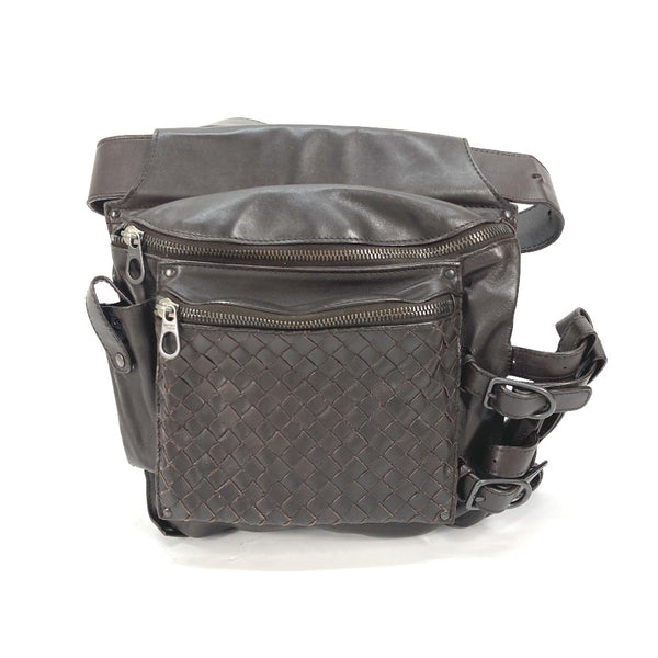 BOTTEGAVENETA body bag belt bag bag cross Belt bag INTRECCIATO leather Dark brown mens Used Authentic