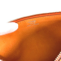 HERMES Long Wallet Purse Coin Pocket with Coin case Long wallet Dogon GM Nubuck Orange Women Used Authentic