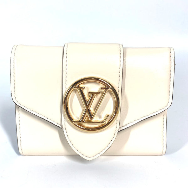 LOUIS VUITTON Trifold wallet Compact wallet LV Pont Neuf Compact leather M69176 beige Women Used Authentic