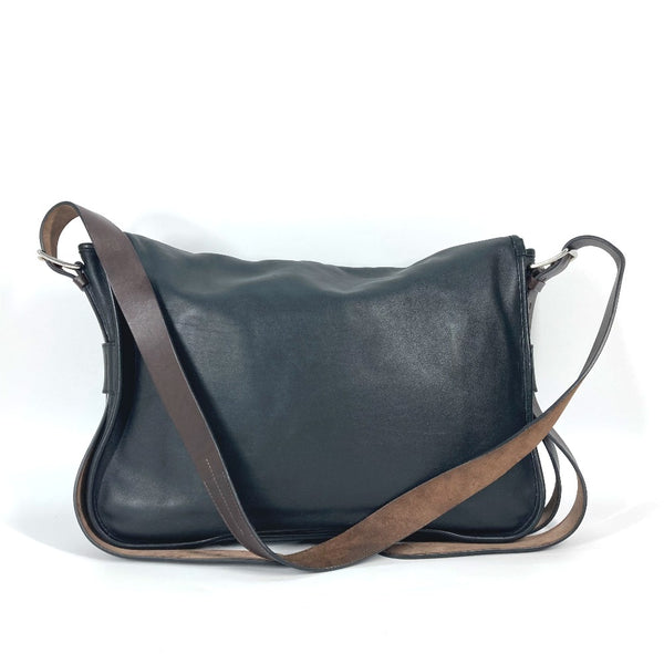 HERMES Shoulder Bag Crossbody flap bag Balda 43 Leather, Vauxhism black mens Used Authentic