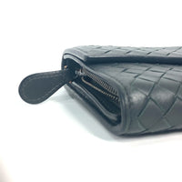 BOTTEGAVENETA Long Wallet Purse flap Long wallet INTRECCIATO leather Gray mens Used Authentic