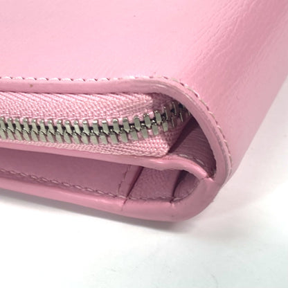 BALENCIAGA Folded wallet 674847 leather Light pink Compact wallet Compact zip Women Used Authentic