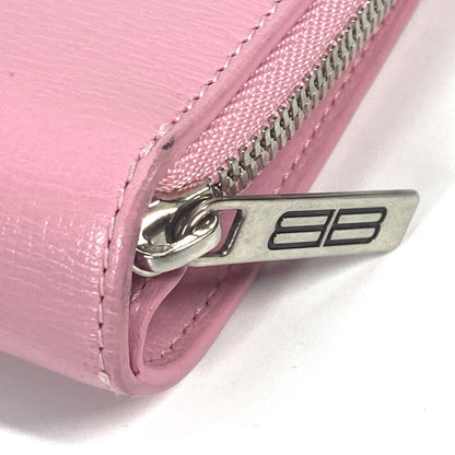 BALENCIAGA Folded wallet 674847 leather Light pink Compact wallet Compact zip Women Used Authentic