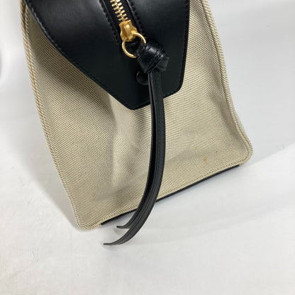 CELINE Shoulder Bag Leather / canvas Ivorytype bag shawl Small Ring Women Used Authentic