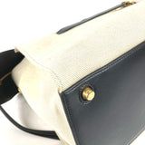 CELINE Shoulder Bag Tote Bag bag shawl Small Ring Leather / canvas Ivory system Women Used Authentic