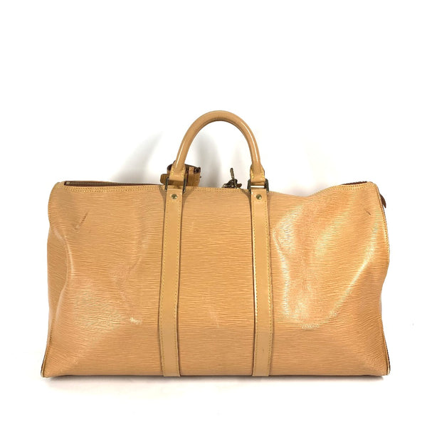 LOUIS VUITTON Boston Duffel bag Travel bag Duffle bag Handbag Bag Epi Keepall 50 Epi Leather M42941 beige mens Used Authentic