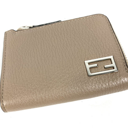 FENDI Coin case 7M0330 leather Beige type Fragment case Wallet logo mens Used Authentic