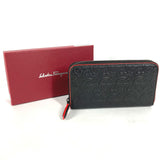 Salvatore Ferragamo Long Wallet Purse Zip Around Long wallet Gancini leather black mens Used Authentic
