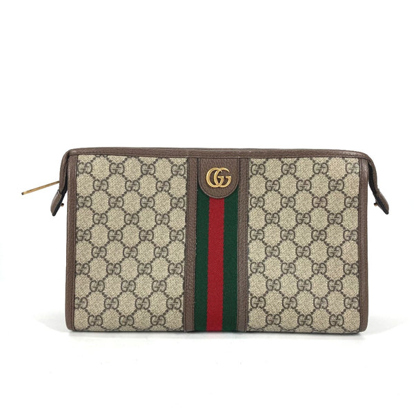 GUCCI Clutch bag bag business bag Offdia Sherry Line GG Pouch GG Supreme canvas, leather 598234 beige mens Used Authentic