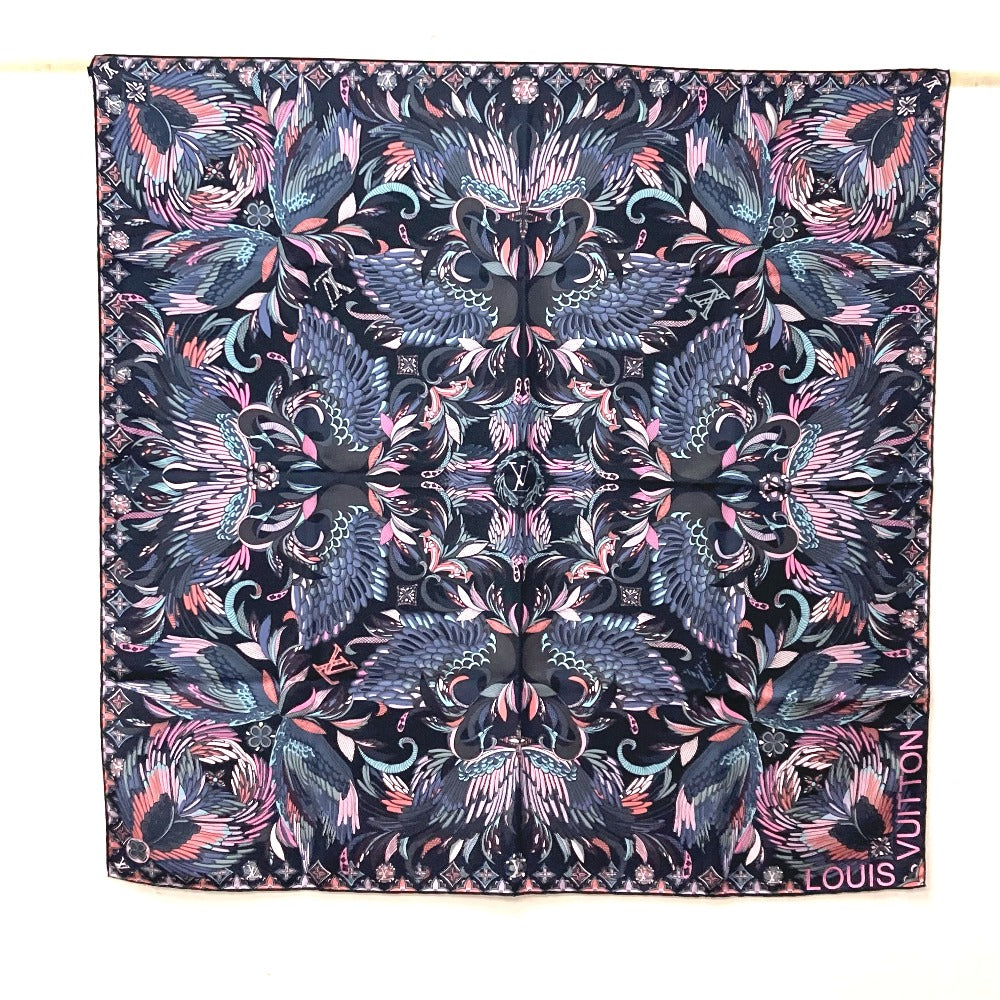 LOUIS VUITTON scarf M71429 silk multicolor Floral pattern flower logo Women Used Authentic