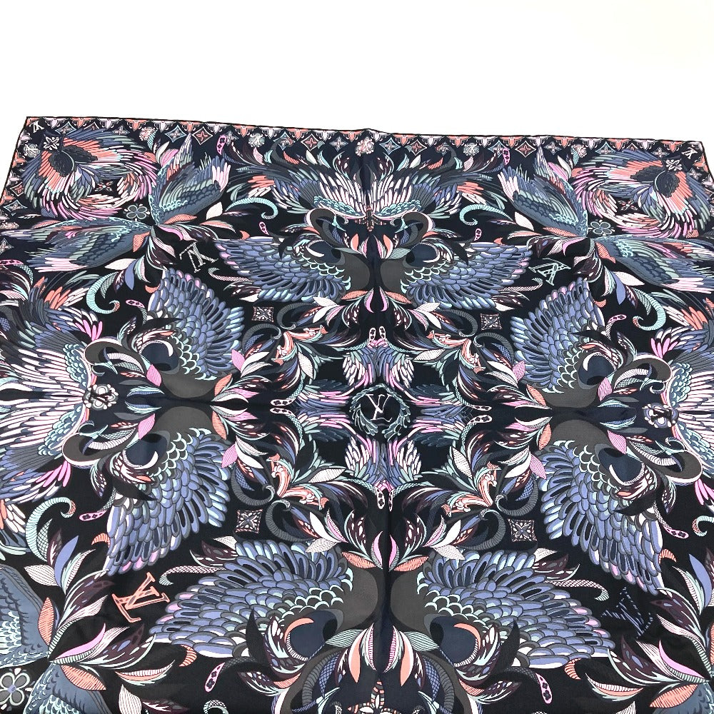 LOUIS VUITTON scarf M71429 silk multicolor Floral pattern flower logo Women Used Authentic