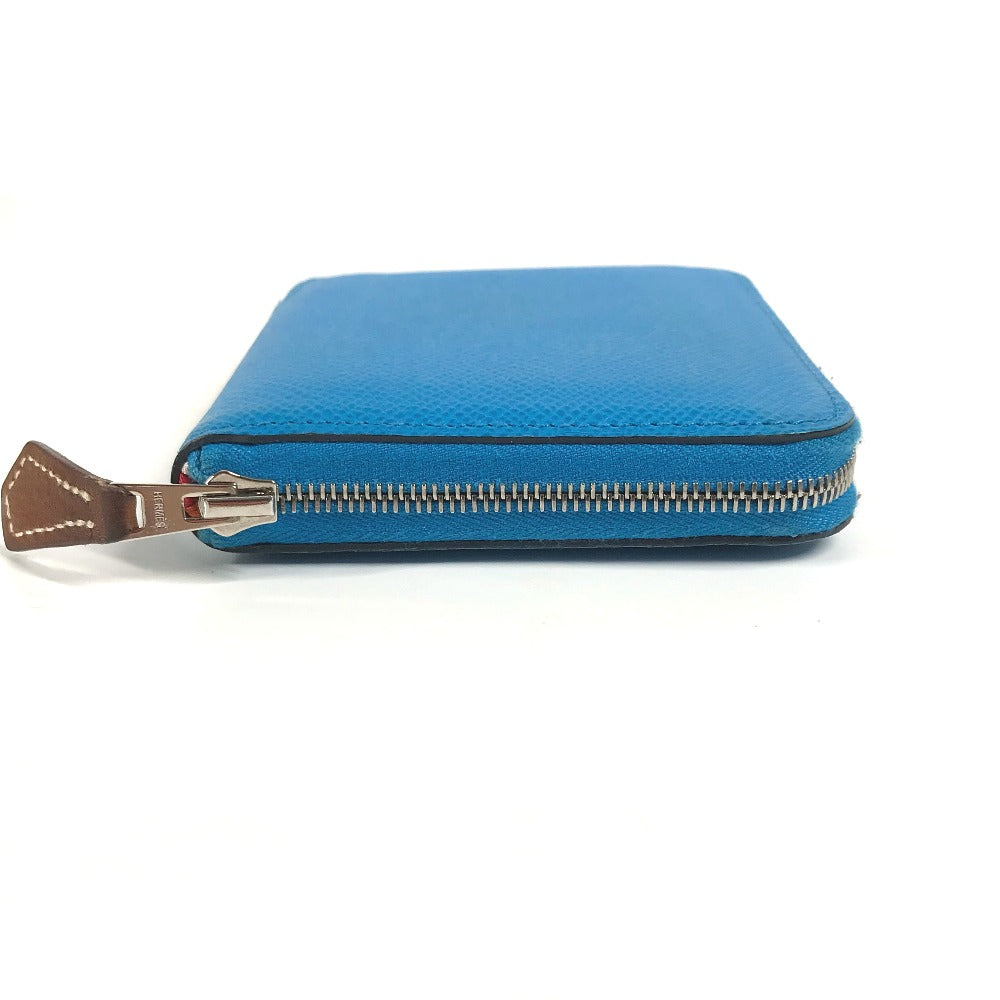 HERMES Folded wallet Epsom blue Compact wallet Azap compact silk in Women Used Authentic