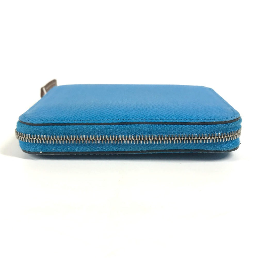 HERMES Folded wallet Epsom blue Compact wallet Azap compact silk in Women Used Authentic