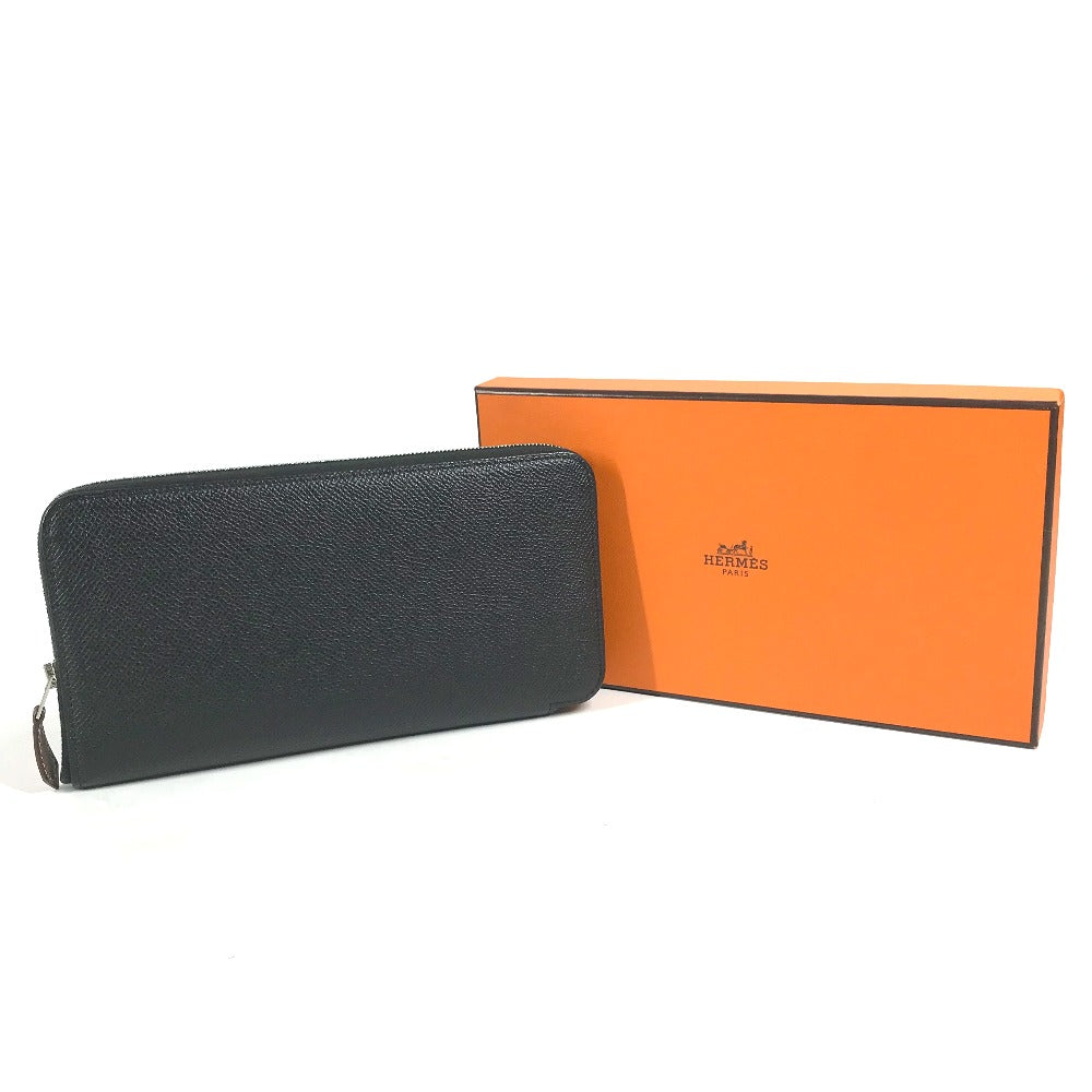 HERMES Long Wallet Purse Epsom black Long wallet Azap Long Silk Inn Women Used Authentic