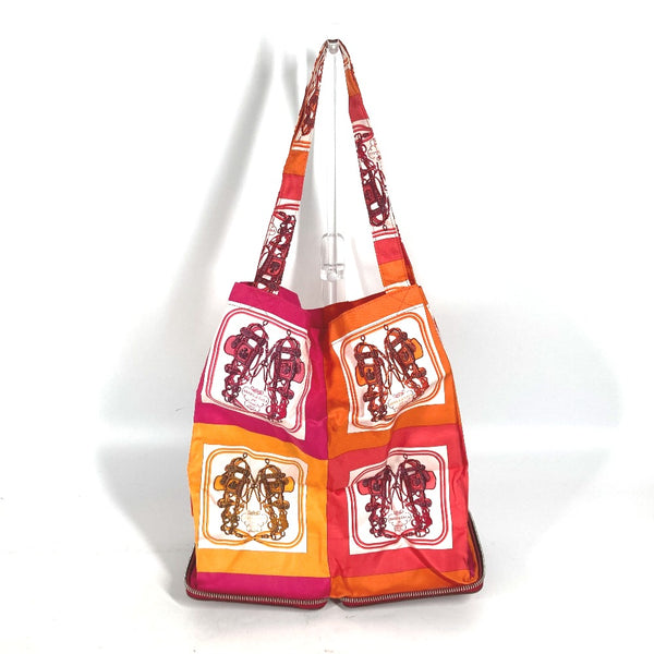HERMES Handbag Tote Bag Shoulder Bag Bags Eco Bags Folding Silky pop Buffel skipper Red Women Used Authentic