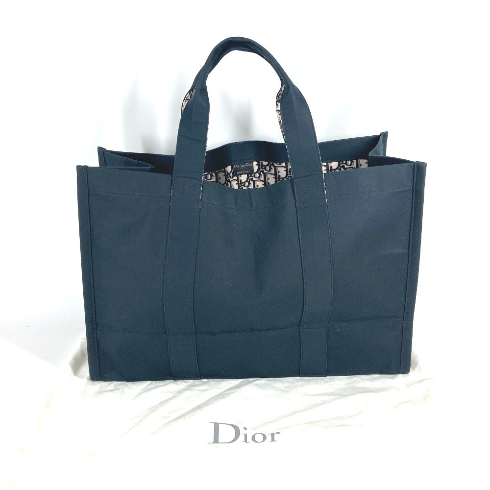 Dior Tote Bag Technically coated canvas Navy Oblique Trotter logo mens Used Authentic