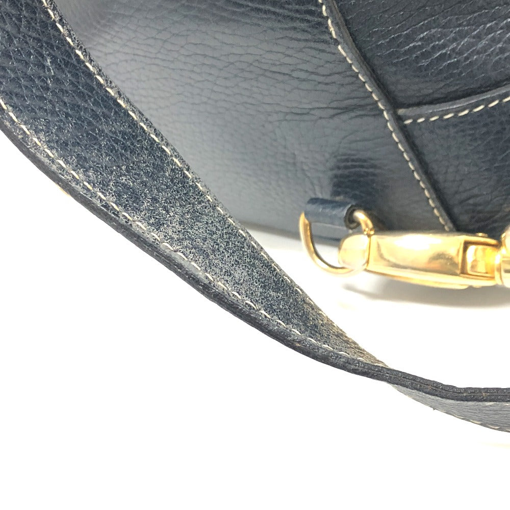 HERMES Shoulder Bag leather Navy purse