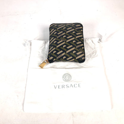 VERSACE Shoulder Bag Leather / nylon khaki Greca logo folding eco bag