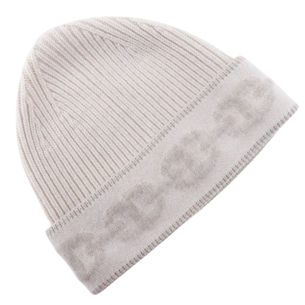 HERMES Knit cap Knit hat Chene Dunkle cashmere White Women Used Authentic