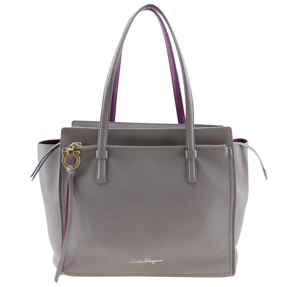 Salvatore Ferragamo Tote Bag 21F216 leather gray Amy Women Used Authentic