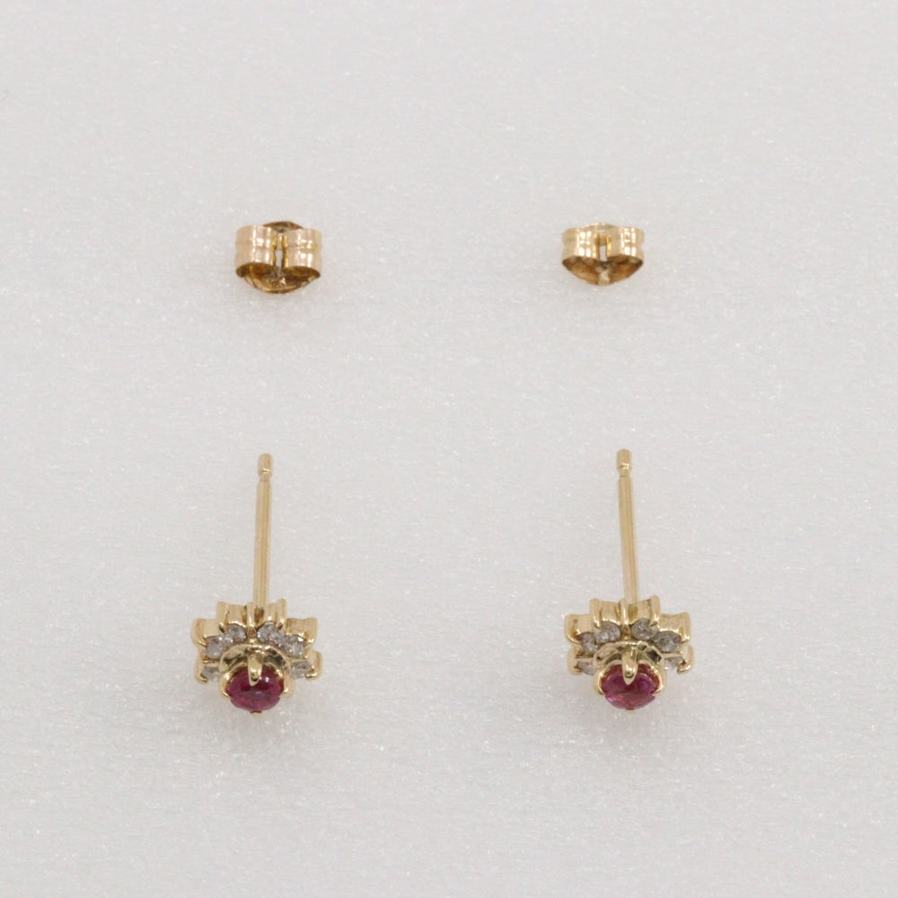 JEWELRY Pierce 18K Yellow Gold Diamond Ruby Rose Japan second hand luxury bags online supplier Arigatou Share Japan
