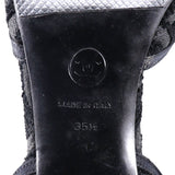CHANEL Sandals Ankle strap Camelia Satin black Women Used Authentic