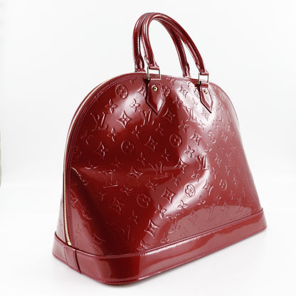 LOUIS VUITTON Handbag M93596 Vernis Red Alma GM Women Used Authentic