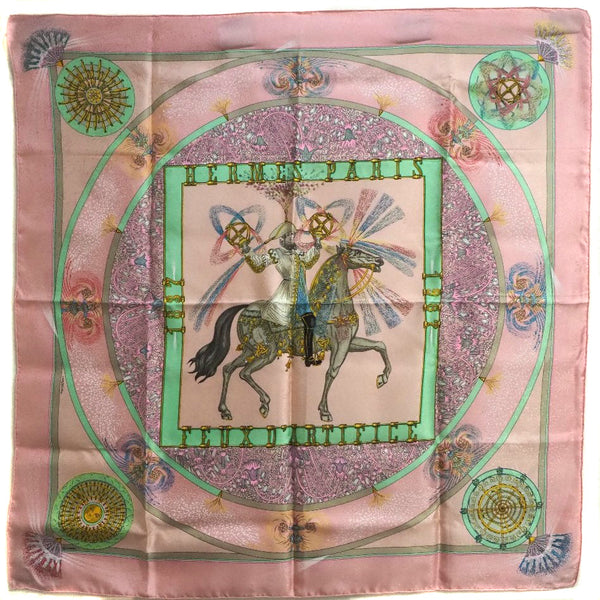 HERMES scarf FEUXDARTIFICE Fireworks of skill Calle 90 silk pink Women Used Authentic