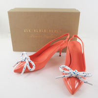 BURBERRY pumps BOW FINK 55 Patent leather 4075721 1007 Orange Women Used Authentic