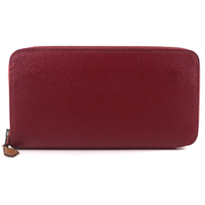 HERMES Long Wallet Purse Epsom, Silk Red Azap silk in Women Used Authentic