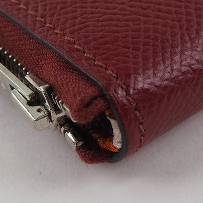 HERMES Long Wallet Purse Epsom, Silk Red Azap silk in Women Used Authentic