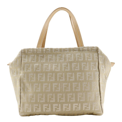 FENDI Handbag canvas beige Zucca Women Used Authentic