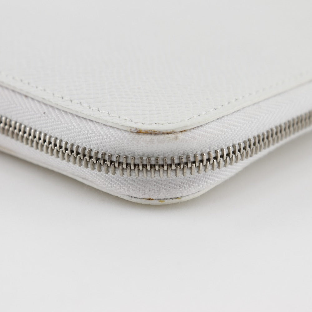 HERMES Long Wallet Purse Epsom White Azap Long Silk Inn Women Used Authentic