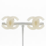 CHANEL Earring COCO Mark plastic White Women Used Authentic