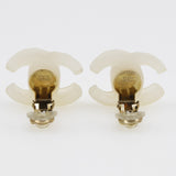 CHANEL Earring COCO Mark plastic White Women Used Authentic