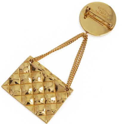 CHANEL Brooch Plated Gold gold vintage Matelasse bag motif COCO Mark Women Used Authentic