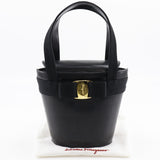 Salvatore Ferragamo Handbag Vara ribbon leather black Women Used Authentic